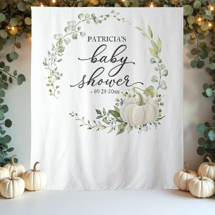 Greenery Pumpkin Fall Baby Shower Backdrop