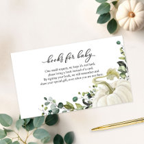 Greenery Pumpkin Fall Baby Shower Books For Baby Enclosure Card