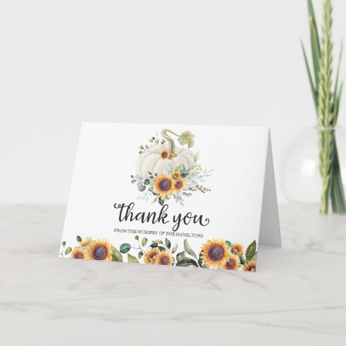 Greenery Pumpkin Fall Baby Shower Thank You Card