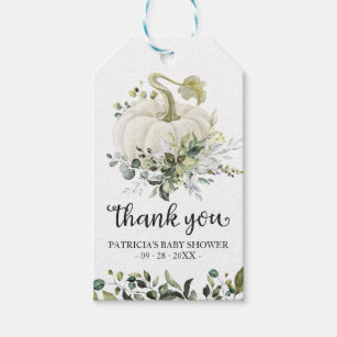Greenery Pumpkin Fall Baby Shower Thank You Favor  Gift Tags