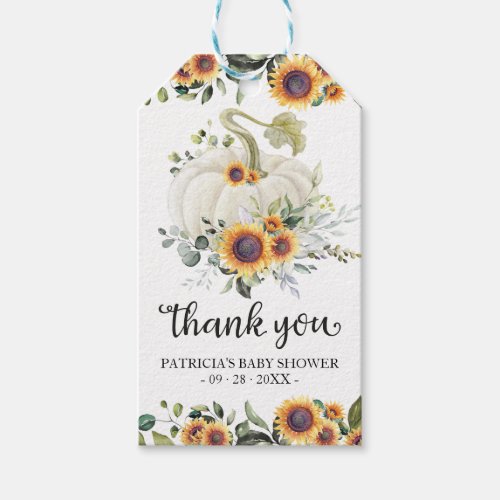 Greenery Pumpkin Fall Baby Shower Thank You Favor  Gift Tags
