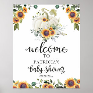 Greenery Pumpkin Fall Baby Shower Welcome Sign 