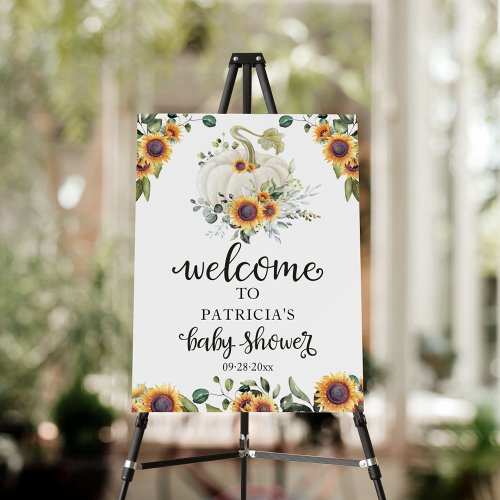 Greenery Pumpkin Fall Baby Shower Welcome Sign 