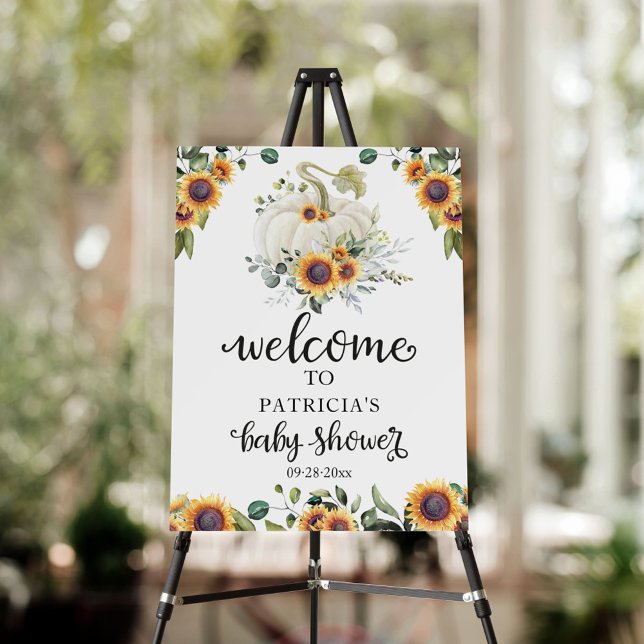 Greenery Pumpkin Fall Baby Shower Welcome Sign  (Creator Uploaded)