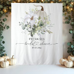 Greenery Pumpkin Fall Bridal Shower Backdrop<br><div class="desc">Delicate watercolor greenery fall bridal shower backdrop. Easy to personalize with your details. Please get in touch with me via chat if you have questions about the artwork or need customization. PLEASE NOTE: For assistance on orders, shipping, product information, etc., contact Zazzle Customer Care directly https://help.zazzle.com/hc/en-us/articles/221463567-How-Do-I-Contact-Zazzle-Customer-Support-.Bridal Shower Backdrop Photo Prop...</div>