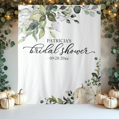 Greenery Pumpkin Fall Bridal Shower Backdrop