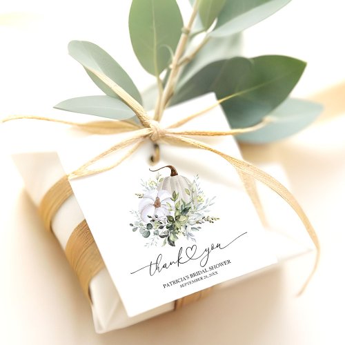 Greenery Pumpkin Fall Bridal Shower Favor Gift Tag