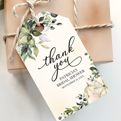 Greenery Pumpkin Fall Bridal Shower Favor Gift Tag