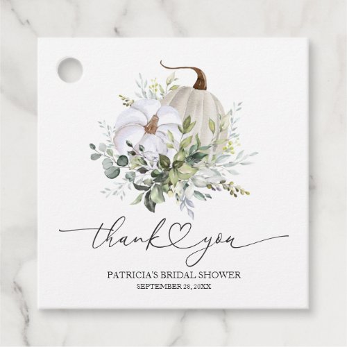 Greenery Pumpkin Fall Bridal Shower Favor Gift Tag