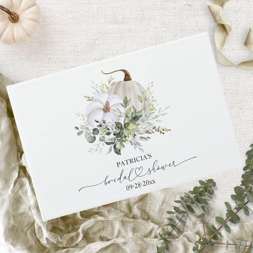 Greenery Pumpkin Fall Bridal Shower Guest Book