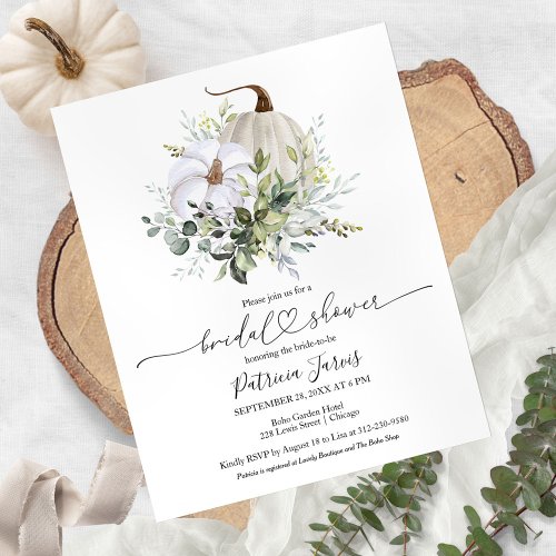 Greenery Pumpkin Fall Bridal Shower Invitation