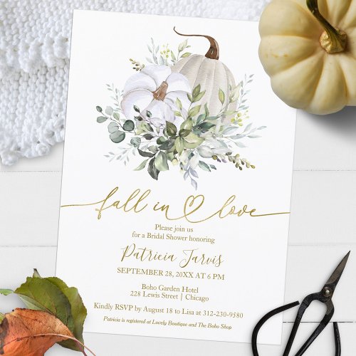 Greenery Pumpkin Fall Bridal Shower Invitation