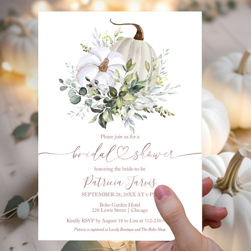 Greenery Pumpkin Fall Bridal Shower Invitation