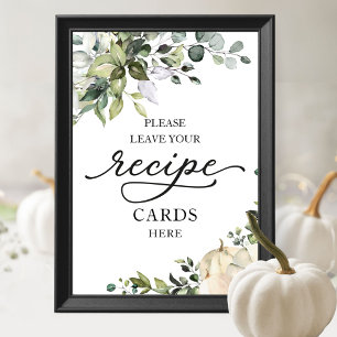 Greenery Pumpkin Fall Bridal Shower Recipe Sign