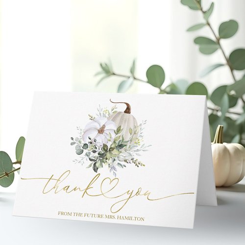 Greenery Pumpkin Fall Bridal Shower Thank You Card