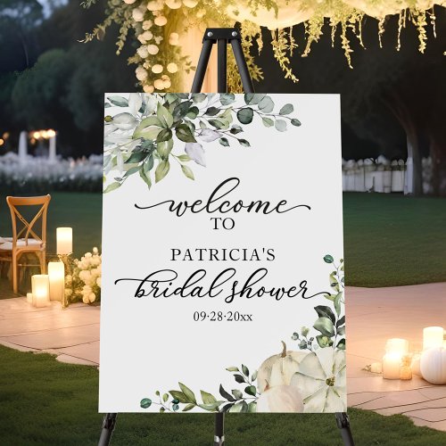 Greenery Pumpkin Fall Bridal Shower Welcome Sign 