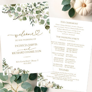 Greenery Pumpkin Fall Wedding Ceremony Program