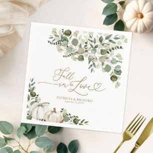 Greenery Pumpkin Fall Wedding Napkins