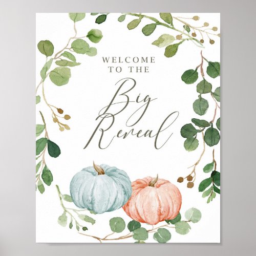 Greenery Pumpkin Gender Reveal Fall Welcome Sign