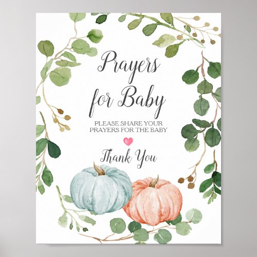 Greenery Pumpkin Gender Reveal Prayers for Baby Poster