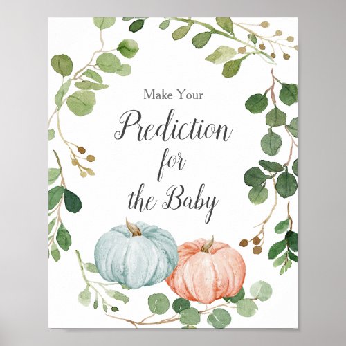 Greenery Pumpkin Predictions for baby Poster