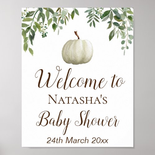 Greenery Pumpkin Welcome Sign Baby Shower Sign