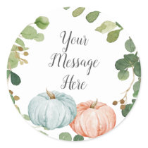 Greenery Pumpkin Your Message Here Sticker