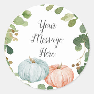 Greenery Pumpkin Your Message Here Sticker