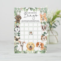 Greenery Puppy Dog Bingo Baby Shower Game Card