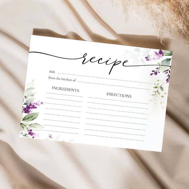 Greenery Purple Lilac Large Recipe Card  (Creator Uploaded)