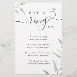 Greenery put a ring on it bridal shower game