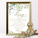 Greenery Put A Ring On It Bridal Shower Game Poste Poster<br><div class="desc">A greenery eucalyptus bridal shower ring game sign. Great for greenery or garden-themed bridal shower. Please get in touch with me via chat if you have questions about the artwork or need customization. PLEASE NOTE: For assistance on orders,  shipping,  product information,  etc.,  contact Zazzle Customer Care directly https://help.zazzle.com/hc/en-us/articles/221463567-How-Do-I-Contact-Zazzle-Customer-Support-.</div>