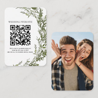 Greenery QR Code  and Photo Enclosure Invitation