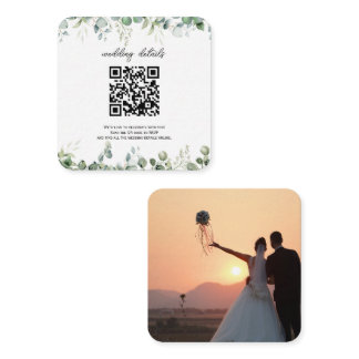 Greenery QR Code Photo RSVP Enclosure Invitation