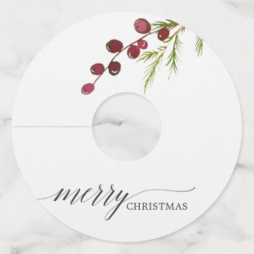 Greenery Red Berries Holiday Wine Glass Tag