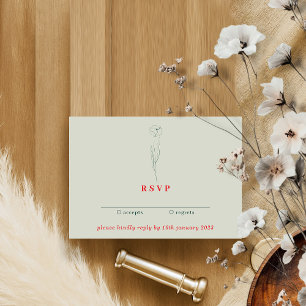 Greenery Red Boho Essential Kindly Reply Flower Invitation