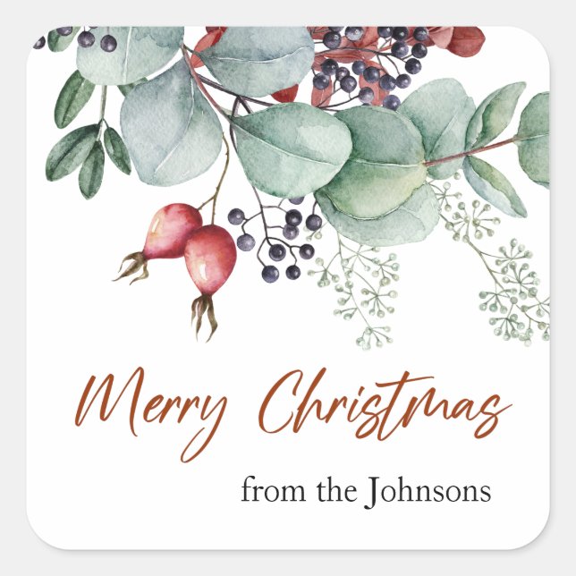 Greenery Red Green Christmas Sticker (Front)