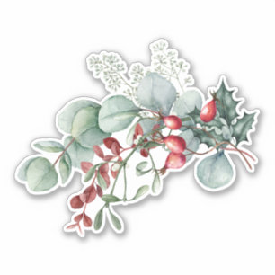 Greenery Red Green Christmas Sticker