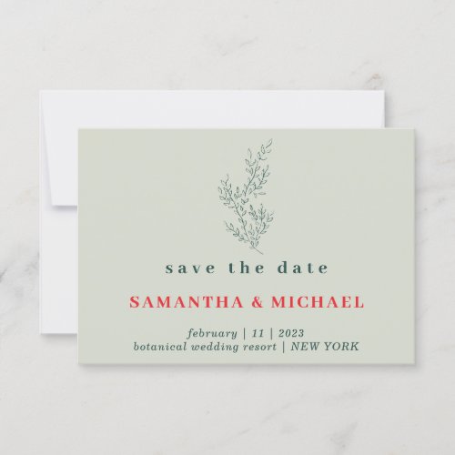 Greenery Red Indie Autumn Floral Save the date Invitation