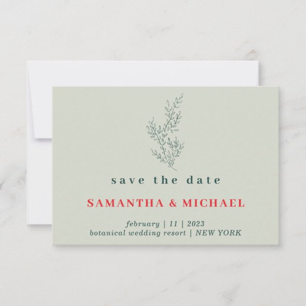 Greenery Red Indie Autumn Floral Save the date Invitation