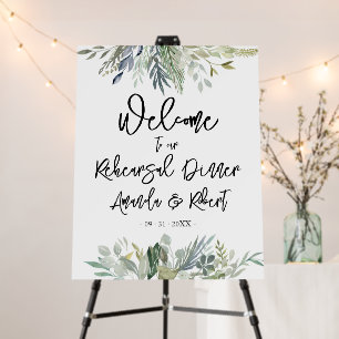 Greenery Rehearsal Dinner Welcome Sign Board