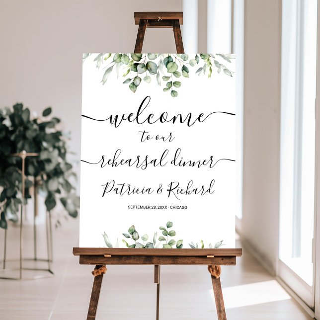 Greenery Rehearsal Dinner Welcome Sign Foam Board (Creator Uploaded)