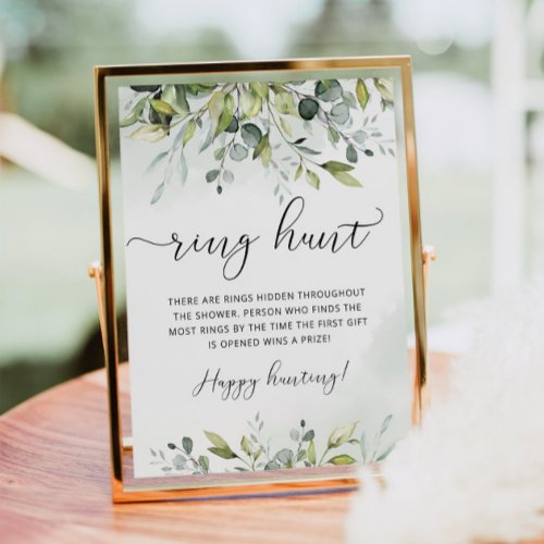 Greenery ring hunt bridal shower game poster