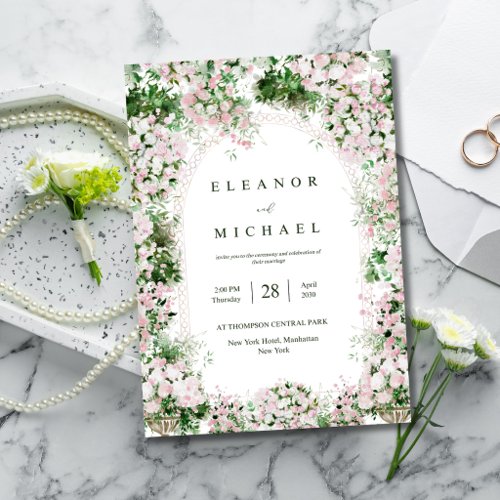 Greenery Romantic Botanical Wedding Floral Frame Acrylic Invitations