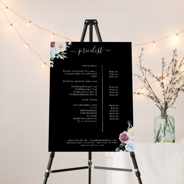 Greenery Roses Salon Price List Poster (In Situ (Stand))