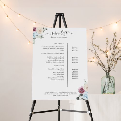 Greenery Roses Salon Price List Poster