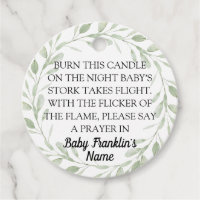 Greenery Round Baby Shower Candle Favor Tags