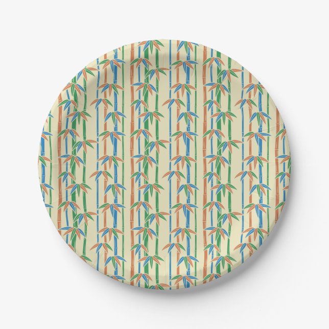 Greenery Rustic Bamboo Forest  Paper Plates (Front)