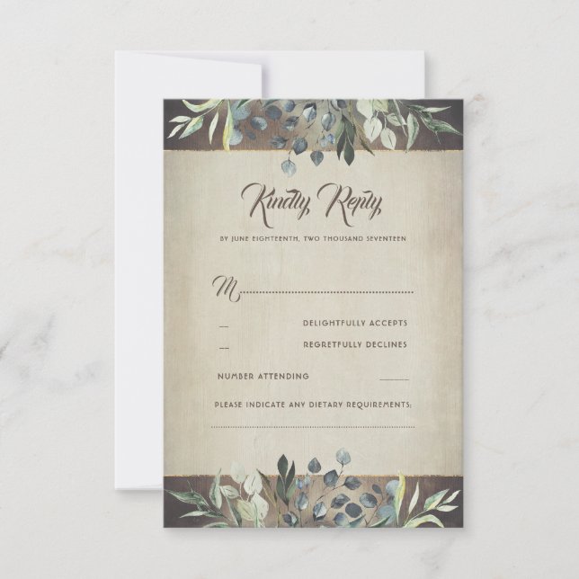 Greenery Rustic Country Wedding RSVP (Front)