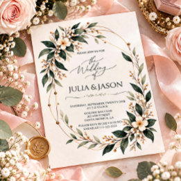 Greenery Rustic Floral Wedding Invitation 